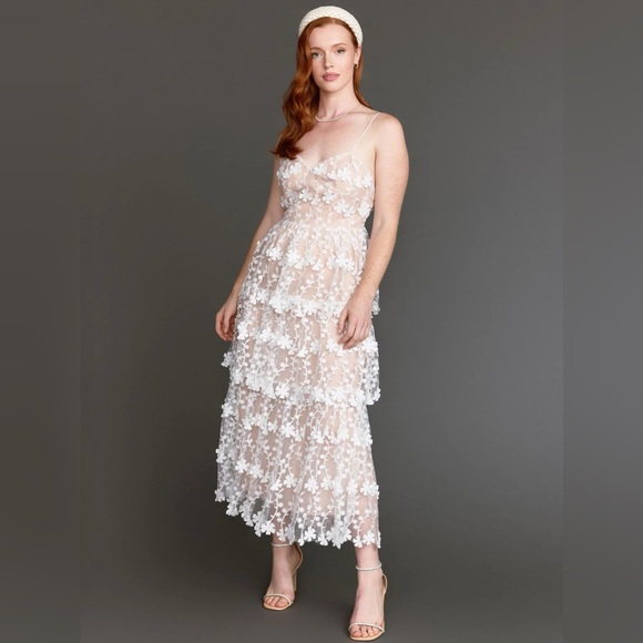 Endless Rose Dresses & Skirts - Endless Rose White Crochet Layered Midi Dress M